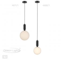 Odeon light 4671/1 PENDANT ODL20 346 черный/белый Подвес E27 1*40W (тип лампы СВЕЧА ) 220V OKIA  - 5 купить